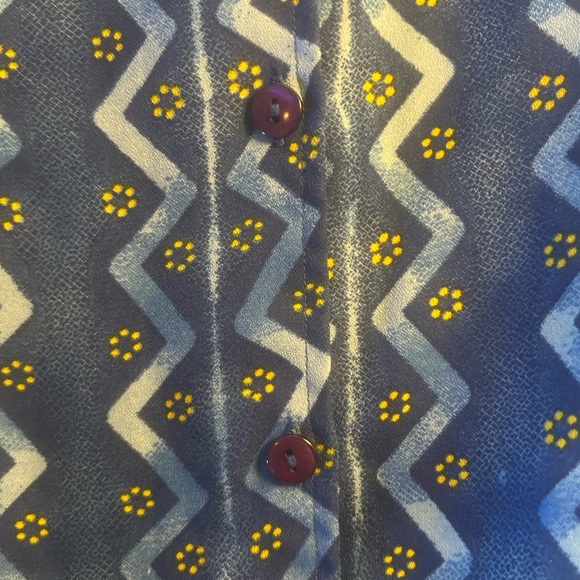 Blue Patterned Button-Up Shirt - Picture 2 of 3